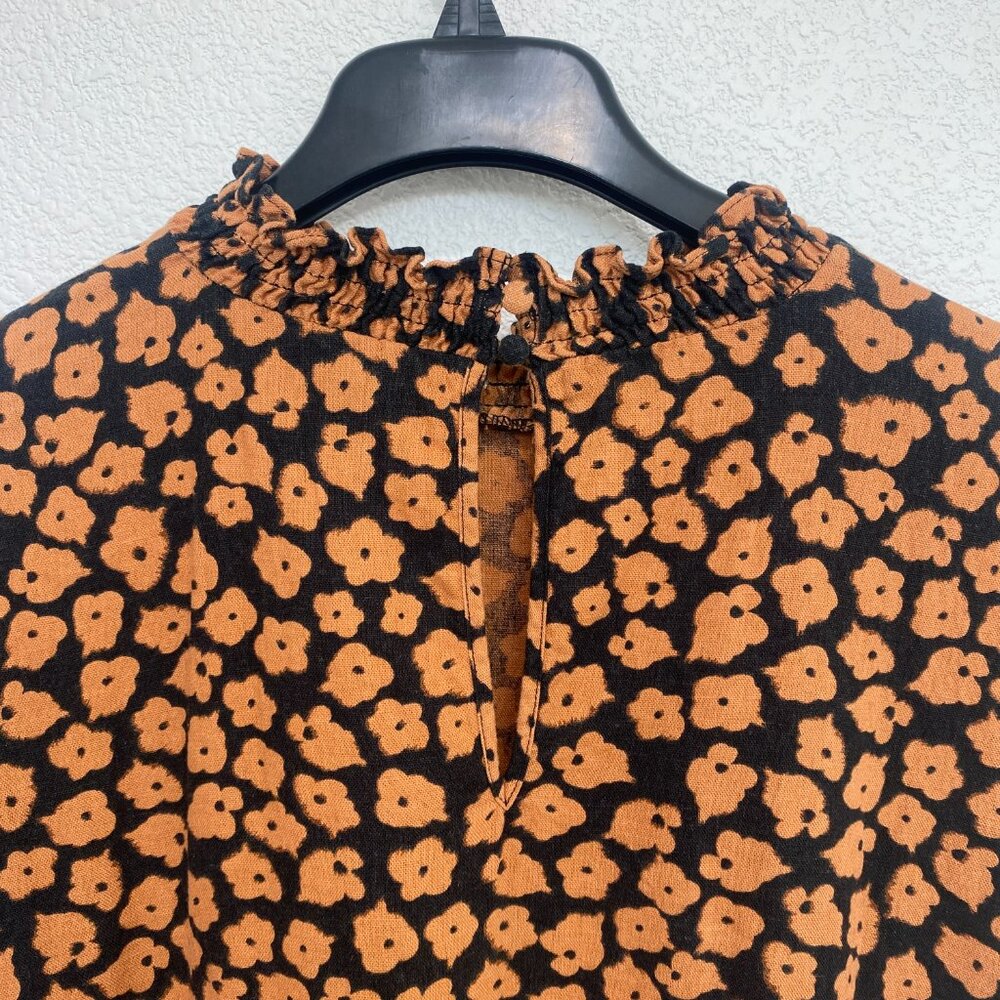 Who What Wear Linen Blend Floral Puff Sleeve Terracotta Shift Dress - XL - Picture 8 of 9